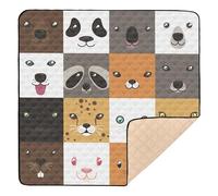Cute Simple Animal Faces Soft Foam Baby Playmat for Indoor Outdoor Cozy Breathable Activity Entertainment Mat for Babies Infants Toddlers, 50'' x 50''