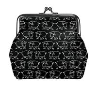 Cute Simple Black Sheep Pattern Coin Purse Kiss Lock Change Purse Vintage Trinkets Pouch