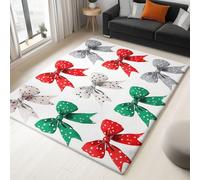 Cute Simple Bow Print Area Rug for Girls Washable Non Slip Bedroom Carpet Super Large (XXL) 180 x 240 cm Low Pile Nursery Playroom Floor Mat Realistic White