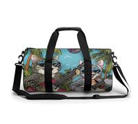 Cute Singing DJ Disco Cat Gym Bag Travel Duffel for Men Women | Sport Workout Handbag Overnight Weekender Bags with Shoulder Strap