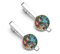 Cute Singing DJ Disco Cat Tie Clips for Men Classic Necktie Tie Bar 2 Pack Clasp Clips Gifts for Anniversary Business