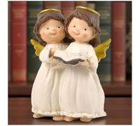 Cute Sister Angel Figurines for Women - Hand-Painted Resin Angels Reading Together, Thoughtful Gift for Sisters, Best Friends, Girls - Birthday, Christmas or Friendship Keepsake, 12cm