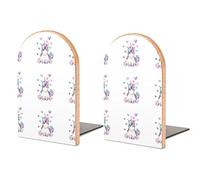 Cute Sitting Unicorn Cartoon with Hearts, Isolated on White Book Shelf Holder, Bookends Book Stand for School Home Office Desks Library Books Movies DVDs Files Magazines S