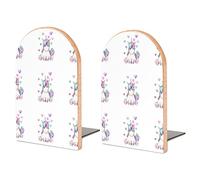 Cute Sitting Unicorn Cartoon with Hearts, Isolated on White Book Shelf Holder, Bookends Book Stand for School Home Office Desks Library Books Movies DVDs Files Magazines M