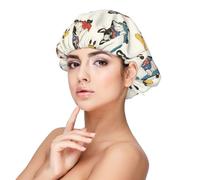 Cute Skateboard Dog Print Satin Silk Bonnet for Sleeping Women, Adjustable Double Layer Satin Hair Bonnet Night Sleep Cap for Curly Hair