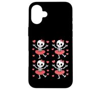 Cute Skeleton Ballet Dancer with Hearts - Spooky Goth Tutu Case for iPhone 16 Plus