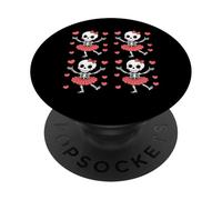 Cute Skeleton Ballet Dancer with Hearts - Spooky Goth Tutu PopSockets Adhesive PopGrip