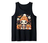 Cute Skeleton Coffee Lover Halloween Pumpkin Tank Top
