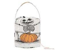 Cute Skeleton Dance and Pumpkin Crochet Bag Yarn Carrier Bag with Holes Travel Storage for Crochet Knit Knitting Project