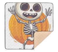 Cute Skeleton Dance and Pumpkin Large Non-Slip Baby Playmat for Indoor Outdoor Washable Baby Kick Crawling Mat for Baby Kids Toddlers Infants, 50'' x 50''