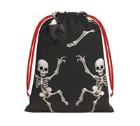 Cute Skeleton Dancing Gift Bags with Drawstrings, S | Soft Velvet Pouch Storage, Sack Xmas Storage Bag Perfect for Party Wedding Christmas