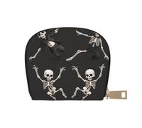 Cute Skeleton Dancing Print Coin Purse PU Leather Portable Coin Purse with 12 Card Slots Mini Change Wallet for Women and Thoughtful Gifting
