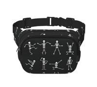 Cute Skeleton Dancing Print Waist Pack Fanny Pack Belt Bag for Men Women,Waterproof Adjustable Strap 3 Pockets for Outdoor Travel