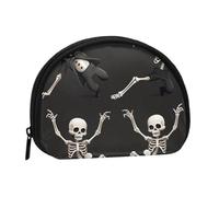 Cute Skeleton Dancing Printed Coin Purse Wallet, Shell Shape Mini Change Pouch Holder for Men Women