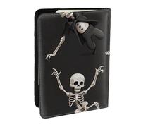 Cute Skeleton Dancing Printed Passport Holder - 6.5 x 4.5 Inch RFID Blocking Travel Wallet,Stylish Passport Cover,Lightweight Document Organizer for Cards