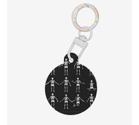 Cute Skeleton Dancing Round Acrylic Pet Tag â€“ Durable and Stylish Pet Identification Tag with Colorful Chain for Dogs and Cats
