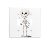 Cute Skeleton Doing A Thumbs Up Double Gang Toggle Light Cover Wall Plate Switch Decor Standard Size - 11.4x11.4cm