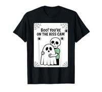 Cute Skeleton Hugging Ghost Boo You’re on The kiss cam T-Shirt