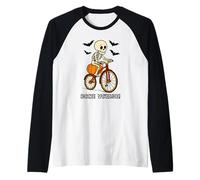 Cute Skeleton On A Bike Bone Voyage Raglan Baseball Tee