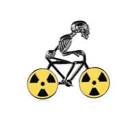 Cute Skeleton Riding Bicycle Brooch for Women Men Funny Design Creative Enamel Lapel Pin Backpack Hat Bag Pins Shawl Clothes Badges Punk Skull Brooches Halloween Party Ornament Daughter