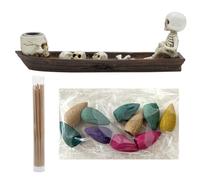 Cute Skeleton Ship Incense Burner Resin Boat Halloween Decor