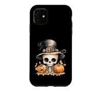 Cute Skeleton Witch Hat Autumn Pumpkins Case for iPhone 11
