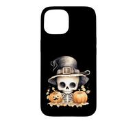 Cute Skeleton Witch Hat Autumn Pumpkins Case for iPhone 15