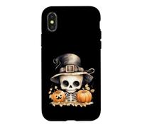 Cute Skeleton Witch Hat Autumn Pumpkins Case for iPhone X/XS