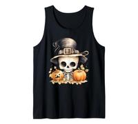 Cute Skeleton Witch Hat Autumn Pumpkins Tank Top
