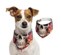 Cute Skeleton with Flowers Dog Bandanas,Summer Bandanas for Dogs Washable Adjustable Dog Triangle Scarf Bibs Cute Pet Bibs for Medium Large Dogs Puppy and Cats Large