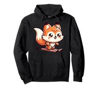 Cute Skiing Fox Kawaii Alpine Slope Winter Fun Pullover Hoodie