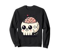 Cute Skull Brain Heart Kawaii Spooky Nerdy Cartoon Sweatshirt
