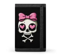 Cute Skull Cross Bone Bow Tie Trifold Wallet Cute Card Slots Holder Clutch Purse Wallets for Men Women