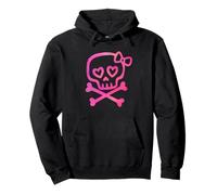 Cute Skull Crossbones Pink Pirate Girl Aesthetic Doodle Pullover Hoodie