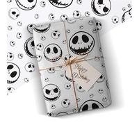 Cute Skull White Gift Wrap, Skull wrapping paper, Black and white skull wrap, Cute skull gift wrap, Spooky Present, Halloween A2 Sheet