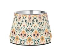 Cute Skull with Flowers and Leaves Mexican Bowl for Pets Non Skid Stainless Steel Pets Basic Bowls for Slow Feed Dogs Comfort Feeding