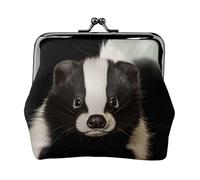 Cute Skunk Full Double-Sided Printed Pattern Women's and Girls' Fashionable Leather Kiss Lock Coin Purse Card Bag