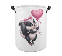 Cute Skunk Holding A Pink Heart-shaped Balloon Laundry Baskets Laundry Hamper Waterproof Foldable Storage Bin Dirty Clothes Laundry Basket for Living Room Bathroom