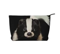 Cute Skunk Printed Corduroy Makeup Bag for Travel & Daily Use, Stylish Pouch Purse Case Cosmetic Bags Organizer for Women