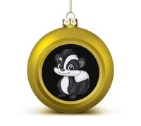 Cute Skunk Shiny Christmas Ball Ornaments for Xmas Tree Hanging Balls Holiday Party Decoration 2PCS