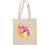 Cute Sleeping Angel Bear Natural Cotton Tote Bag White
