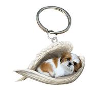 Cute Sleeping Angel Dog Pendant,Dog Sleeping Angel Acrylic Keychain 2D Hanging Keychain Pendant Suitable For Cars, Backpacks, Christmas Trees, Birthday Gifts, Stationery Decoration