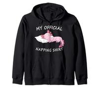 Cute Sleeping Axolotl Pyjama Nap My Official Napping Zip Hoodie