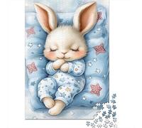 Cute Sleeping Bunny 1000 Piece Jigsaw Puzzle Paper for Adults Cozy Bedtime Scene Jigsaw Puzzle for Adults Relaxing Family Time Home Decor Gift 70x50cm/1000pcs