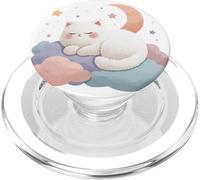 Cute Sleeping Cat on Cloud Moon Stars Cozy Aesthetic PopSockets PopGrip for MagSafe