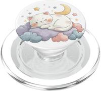 Cute Sleeping Cat on Cloud Moon Stars Cozy Aesthetic PopSockets PopGrip for MagSafe