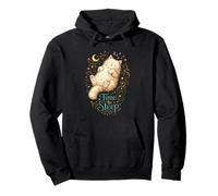 Cute Sleeping Cat Time to Sleep Night Stars Moon Whimsical Pullover Hoodie