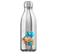 Cute Sleeping Gift Elephant Art Vacuum Insulated Thermal Water Bottle Silver
