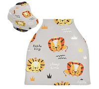 Cute Sleeping Lions Stretchy Baby Car Seat Cover,Canopy Nursing Covers,Soft Breathable Windproof Scarf Changepad for Winter Infant Breastfeeding Boys
