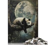 Cute Sleeping Panda Moon Puzzles 500 Piece Puzzles for Teenagers Gifts Puzzle for Adults And Teenager 500pcs (52x38cm)